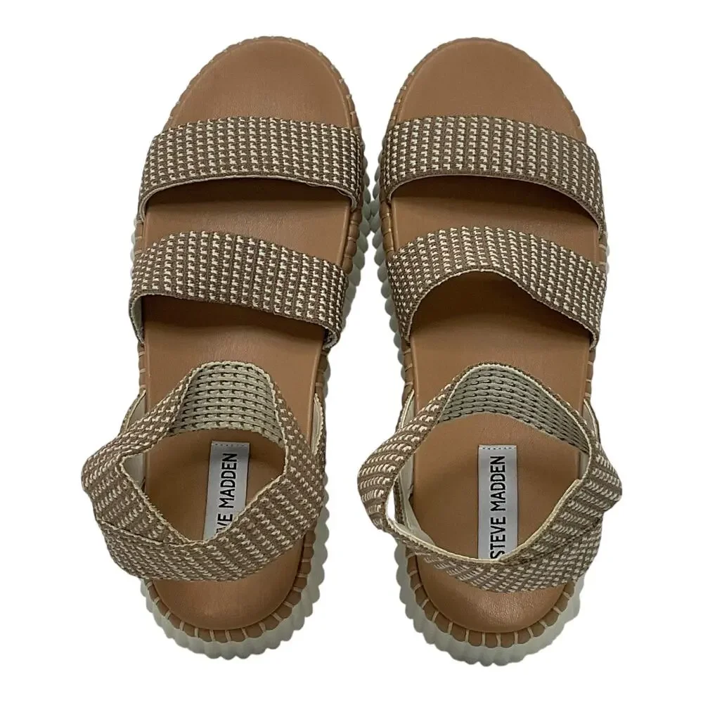 Steve Madden Women's Shelle Strappy Platform Wedge Sandals Tan Size 9